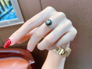 日式精工S925纯银珍珠王妃戒指指环配件开口可调节银饰含日标袋女