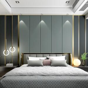 定制现代简约轻奢硬包背景墙卧室床头客厅护墙板金属条沙发电视墙