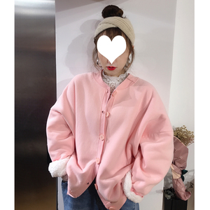 鬼鬼家 韩国代购东大门新款正品 秋冬少女粉羊羔毛外套，保暖性