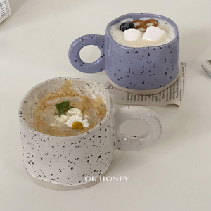 ins手捏不规则创意泼墨陶瓷马克杯早餐牛奶咖啡杯韩国风韩式小众
