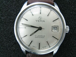 法国野马yema 日志型古董机械手表