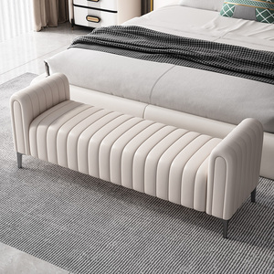 轻奢床尾凳现代简约卧室床边床踏换鞋凳北欧意式床榻极简长条凳