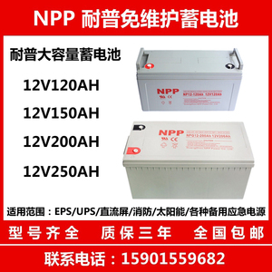 NPP耐普胶体蓄电池NP12/NPG12V200AH太阳能120路灯150大容量250安