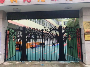 幼儿园学校铁艺庭院大门别墅防盗花园门定制户外入户单双开校园门