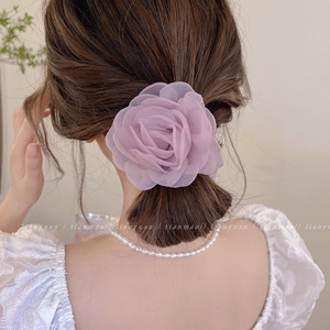 美貌陷阱~韩国花朵头绳女生大肠发圈高级感复古头花扎头发皮筋ins