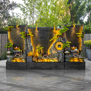 大型流水景观喷泉落地背景墙别墅装饰水幕公司摆放庭院中式摆件