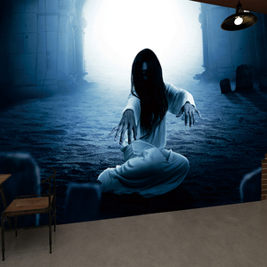 恐怖剧本杀鬼屋背景墙布置装饰墙贴壁画密室逃脱游戏墙画贴纸贴画