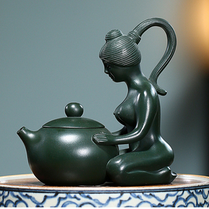 宜兴紫砂茶壶原矿绿泥国工王红娟纯手工制美女西施壶功夫茶具泡茶