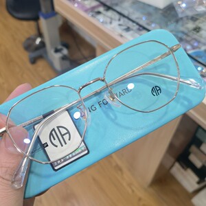 范特西超轻纯钛 近视眼镜框架 多边形 玫瑰金镜框 黑框眼镜