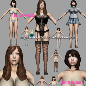 maya高精度写实女友3d模型带材质贴图器官特写中国风格女人体max
