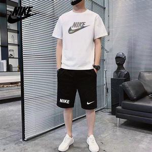 Nike耐克两件套男夏季透气圆领短袖短裤情侣运动套装纯棉男士T恤