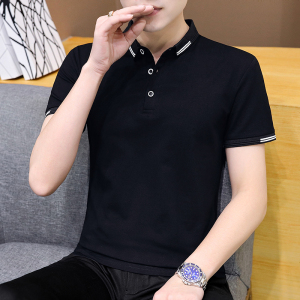 夏季带领子t恤男士短袖polo衫翻领纯色半袖纯棉韩版青年帅气上衣