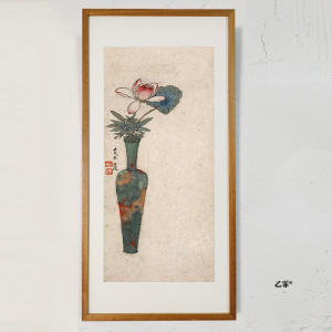 桔子格调 陈洪绶花卉册 瓶画图中式禅意玄关挂画书房背景墙装饰画