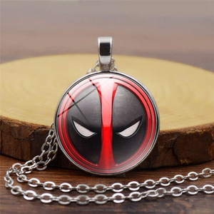 欧美热销 漫威动漫 死侍deadpool 标志合金时光宝石项链吊坠