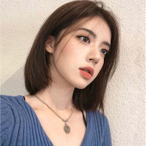 网红假发女短发中分无刘海bobo头气质修脸短直发减龄自然全头套式