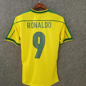98世界杯巴西主场球衣9号罗纳尔多经典复古国家队黄色足球服队服