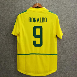 2002世界杯巴西主场球衣经典复古大罗9号罗纳尔多23号卡卡足球服