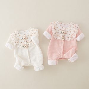 六月龄宝宝衣服外出服韩版公主哈衣洋气0一1岁婴儿套装女春秋外贸