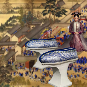 娜卿记2022年夏季民族风12厘米黑色如懿传同款马蹄花盆底定制旗鞋