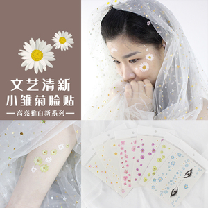 雏菊小花朵女孩脸部妆容防水纹身贴纸儿童宝宝写真摄影装饰贴贴画