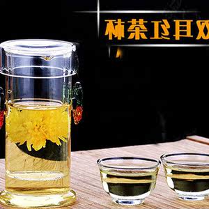 双耳玻璃杯泡茶器透明红茶泡茶杯壶茶具套装带盖玻璃直筒过滤杯子
