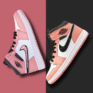 aj女鞋正版正品官网ouminike空军一号粉色马卡龙aj1mid樱花粉高帮