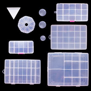 首饰盒 三角盘 10个 15个格子透明塑料首饰收纳盒diy材料配件盒子