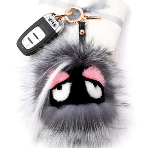 新迷你版12CM狐狸毛小怪兽毛球包包挂件饰品高端定制汽车钥匙扣女