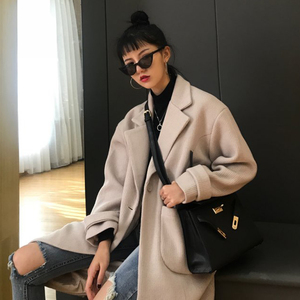 鬼怪同款大衣女毛呢大褂子中长款冬季韩版呢子过膝盖梨子衣外套潮