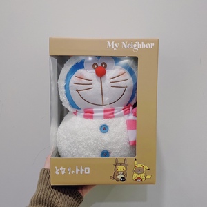 日本正品 雪人圣诞款哆啦a梦公仔机器猫蓝胖子叮当猫玩偶娃娃玩具