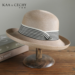 轻奢品牌渔夫帽女夏季防晒遮阳薄款可折叠大沿卷边圆顶高档太阳帽