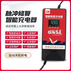 江岳智能电显电动车充电器48v60v72v原厂配套自动断电脉冲修复
