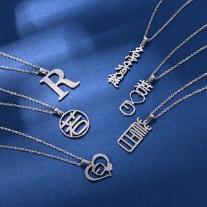 刻字项链女定制名字简约纯银