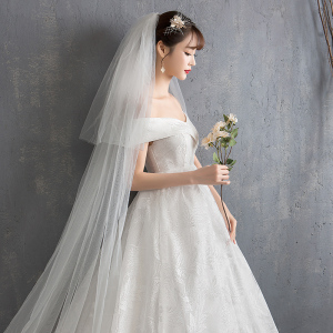 孕妇婚纱新娘高腰遮孕肚2021新款大肚子拖尾大码胖mm一字肩