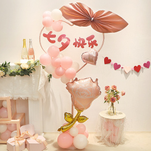 浪漫七夕情人节气球立柱装饰珠宝店活动氛围摆件店铺橱窗场景布置