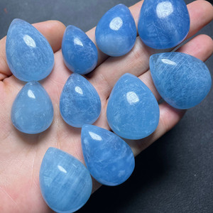 海蓝宝水滴吊坠一物一图冰种海蓝宝原石蓝色宝石水晶项链男女挂件