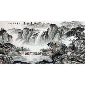 四尺纯手绘源远流长水墨真迹纯手工国画山水画无题字无落款字画
