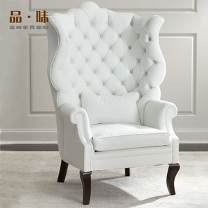 欧式新古典创意单人沙发白色布艺高背椅影楼样板房酒店异形小沙发