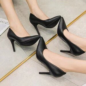 3-6厘米学生礼仪高跟鞋女式工作细跟尖头高铁空乘鞋子8-10cm大码