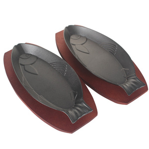 鱼板鱼烧盘鱼铁板烧铁鱼形铸铁特色鲫鱼盘加厚生煎鱼形型铁板烧烤