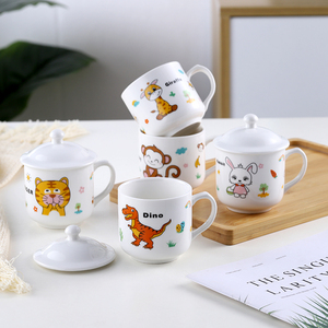 儿童小容量陶瓷牛奶喝水茶杯咖啡杯可爱动物恐龙兔猴子老虎马克杯