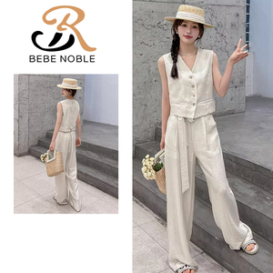 bebe noble秀逸气质马甲套装女装夏季老钱风无袖上衣小西装两件套