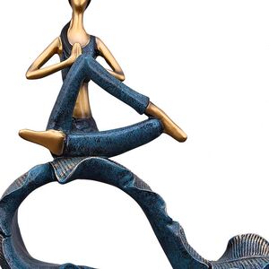 瑜伽体式女孩小人物摆件健身房装饰卧室床头柜工艺品运动元素雕塑