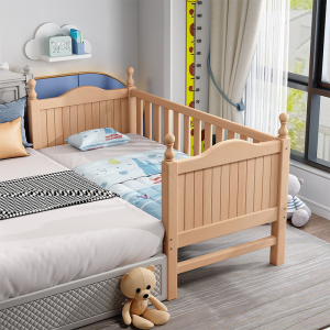 实木儿童床带护栏男孩女孩榉木婴儿床边床小孩子延伸拼接床加宽床