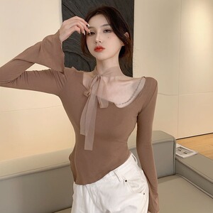 性感打底衫女秋冬露肩