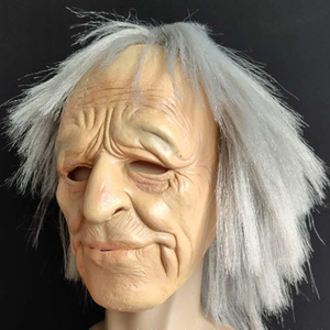 万圣节抖音网红孟婆恐怖鬼脸面具全脸老太太婆老奶奶老人头套cos