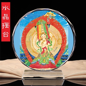结缘纯手工绘西藏密宗佛像画像大白伞盖佛母像唐卡水晶摆台礼品