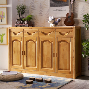 简约香柏木对开门原木鞋柜带收纳抽屉实木板材入户家具玄关柜组装