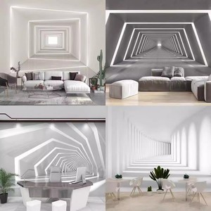 延伸3D空间视觉感壁纸现代简约8D沙发背景餐厅壁画网红直播间墙纸