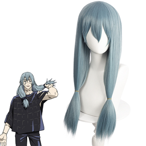 【魂漫轩】 咒术回战 真人 湖蓝色加厚造型马尾 cosplay动漫假发
